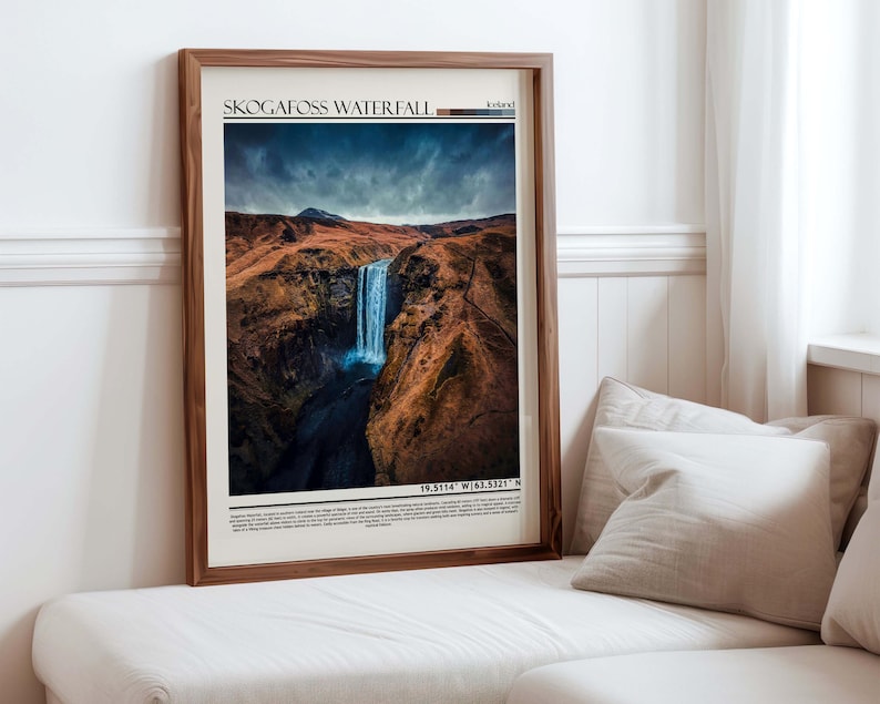 Skógafoss Waterfall Iceland Wall Art Poster| Iceland Travel Print ...