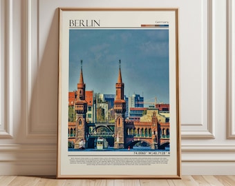 Berlin Tyskland väggkonst poster | Berlin resetryck konst | Tyskland presentkonstverk | Europa väggbonad heminredning