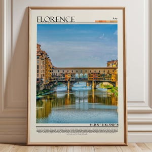 Florence Italy Ponte Vecchio Travel Poster | Renaissance City Art Print | Tuscan Wall Decor | Arno River View Gift