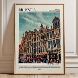 Brussels Belgium Wall Art | Belgium Historic European Cityscape | Belgium Print | Brussels Travel Poster Decor