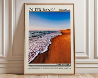 Outer Banks North Carolina Wand Kunst Poster |Outer Banks Reise Print Kunst| North Carolina Geschenk Kunstwerk | USA Wandbehang Home Decor