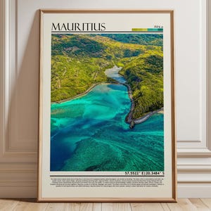 Mauritius Macondé Coastline Art | Mauritius Tropical Indian Ocean Landscape Poster | Africa  Travel Print | Mauritius Beach Decor