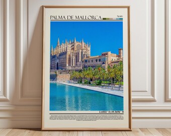 Palma de Mallorca Spain Wall Art Poster| Palma de Mallorca Travel Print | Spain Gift Artwork| Europe Wall Hanging Home Decor