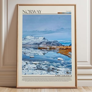 Norway Winter Landscape Art | Norway Lake Poster | Europe Travel Print | Nordic Nature Decor