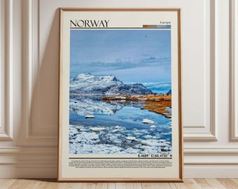 Norway Winter Landscape Art | Norway Lake Poster | Europe Travel Print | Nordic Nature Decor