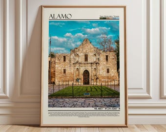 Alamo San Antonio Wall Art Poster |San Antonio Texas Travel Print Art| Texas Gift Artwork| USA Wall Hanging Home Decor
