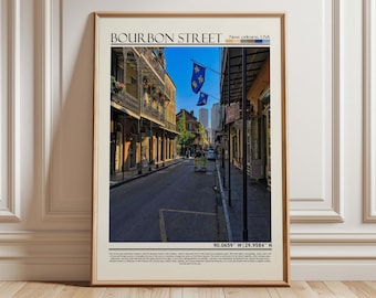 Bourbon Street New Orleans Wall Art Poster| Bourbon Street Travel Print Art| Louisiana Gift Artwork| USA Wall Hanging Home Decor