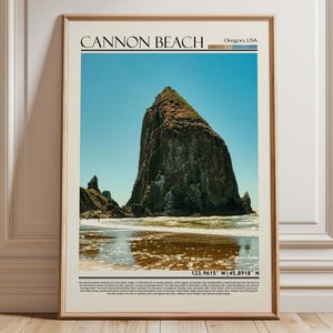 Cannon Beach Oregon Art |Cannon Haystack Rock Poster | Pacific Northwest Print | Oregon Landscape Decor | Beach House Gift