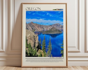 Oregon-Reiseposter | Crater-Lake-Motiv | USA-Kunstwerk