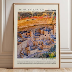 Mesa Verde National Park Wall Art Poster |Colorado  Travel Print Art| Mesa Verde National Park Gift Artwork| USA Wall Hanging Home Decor