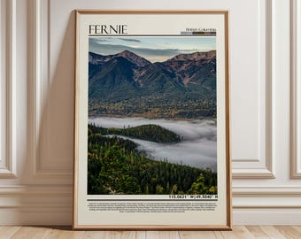 Fernie British Columbia Wall Art Poster | Fernie Travel Print Art| British Columbia Gift Artwork| Canada Wall Hanging Home Decor