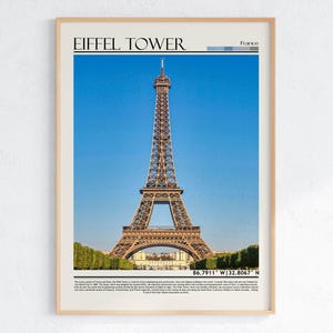 エッフェル塔 パリ フランス アート | フランスの象徴的なランドマークのポスター | ヨーロッパの旅行プリント | フランスの都市のホームデコレーション | エッフェル塔プリント