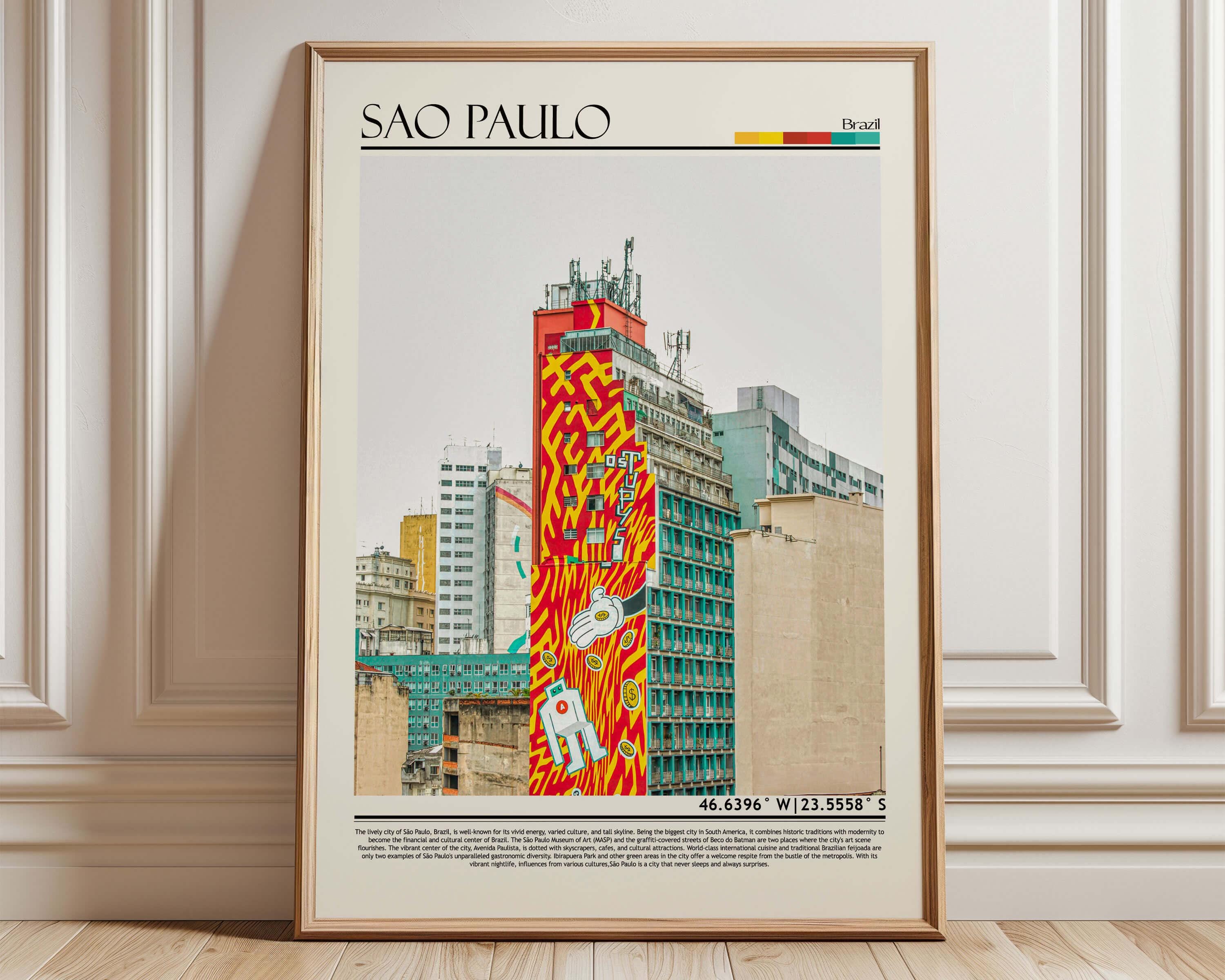 Sao Paulo Wall Art, Sao Paulo Poster, Sao Paulo Travel Poster, Sao 