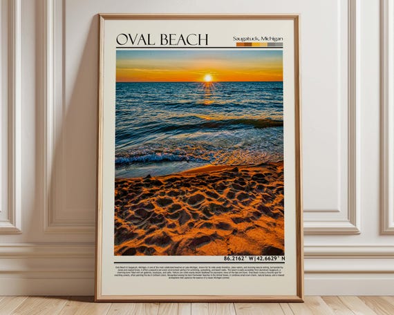 Oval Beach Poster |saugatuck Wall Art | Michigan Wall Print | USA