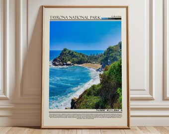 Póster de arte mural del Parque Nacional Tayrona/Impresión de viaje a Colombia/Obra de arte de regalo del Parque Nacional Tayrona/Decoración para el hogar con temática de Sudamérica