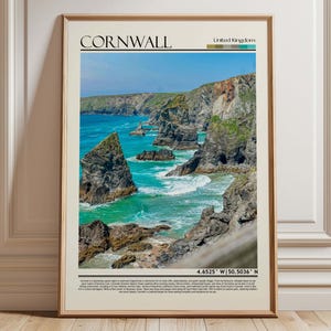 Arte mural de Cornualles, Reino Unido / Póster de Kynance Cove / Impresión de Cornualles / Decoración costera inglesa / Regalo de la escarpada costa de Cornualles