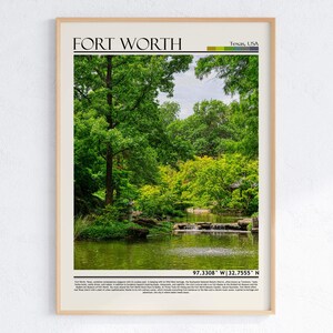 Fort Worth Texas Botanischer Garten Kunst | Forth Worth Poster | Texas Natur Poster | USA Wohndeko