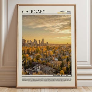 Calgary Alberta Cityscape Art | Alberta Skyline Poster | Canada Urban Print | Canadian City Decor | Canada Travel Gift