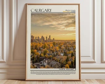 Calgary Alberta Cityscape Art | Alberta Skyline Poster | Canada Urban Print | Canadian City Decor | Canada Travel Gift