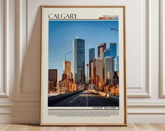 Calgary Alberta Cityscape Art | Canadian Skyline Poster | Canada Modern Urban Print | Alberta Canada Home Decor | Canada Travel Gift