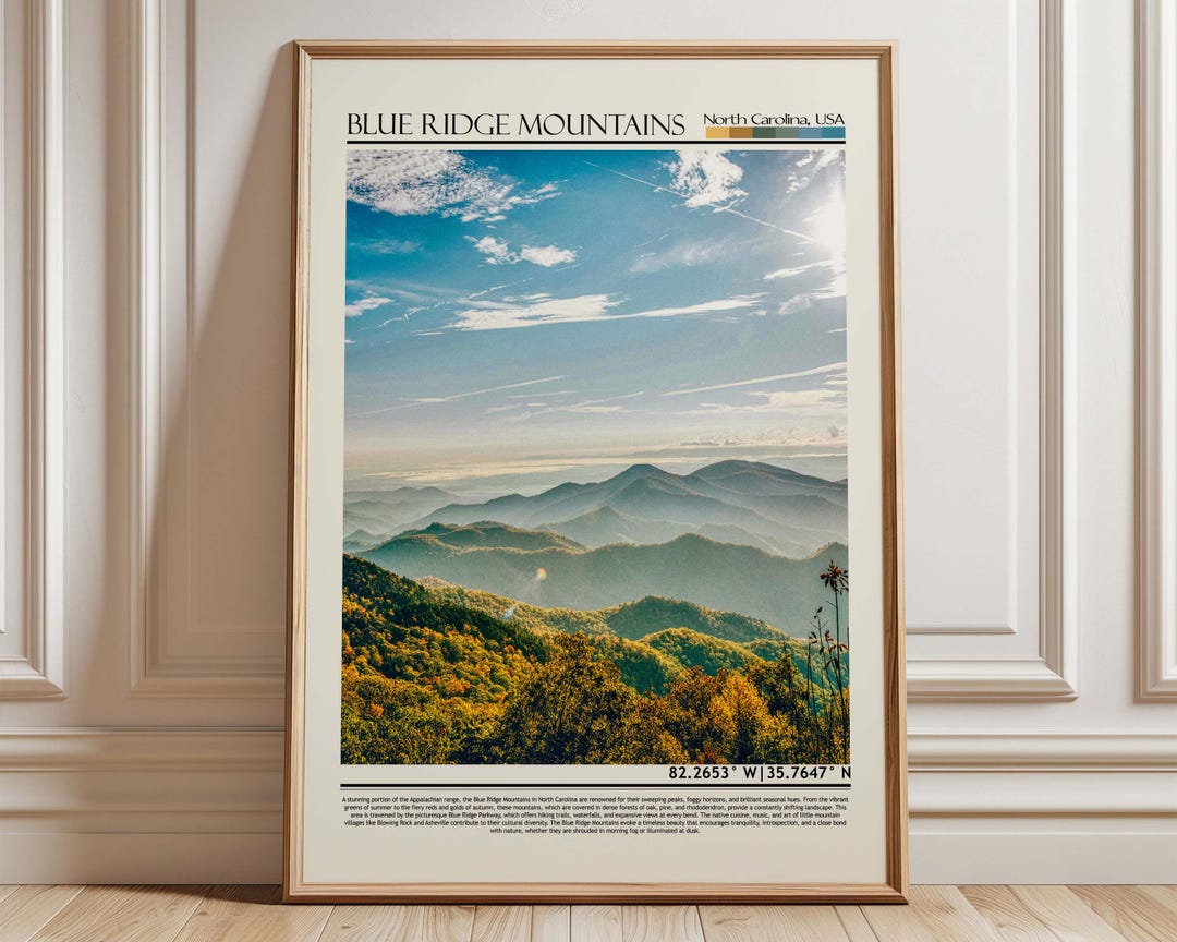 Blue Ridge Mountains Poster | North Carolina Travel Print | Appalachian ...