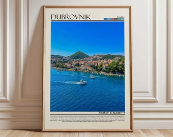 Dubrovnik Croatia Old City Harbor Travel Poster Print | Historic European Wall Art Decor | Summer Vacation Gift
