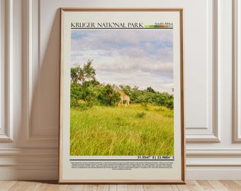 Kruger National Park Wildlife Wall Art print |African Safari Adventure Print |South Africa Gift Artwork| Africa  Wall Hanging Home Decor