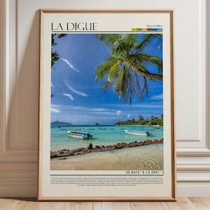 La Digue Seychelles Travel Poster| Seychelles Wall Art Print| La Digue Travel , Africa