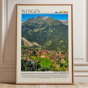 Wengen Switzerland Wall Art Poster| Wengen Wall Art Print| Switzerland Wall Hanging Home Decor| Europe Poster Print