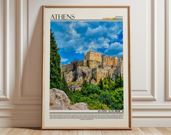 Athens Wall Art Print, Athens Travel Poster, Athens Poster Print, Greece Artwork, Europe Travel Gift