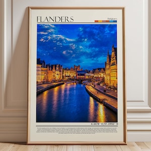 Poster Flandern, Gerahmtes Poster Flandern, Flandern Druck, Flandern Druck, Flandern Reisegeschenk, Flandern/Belgien