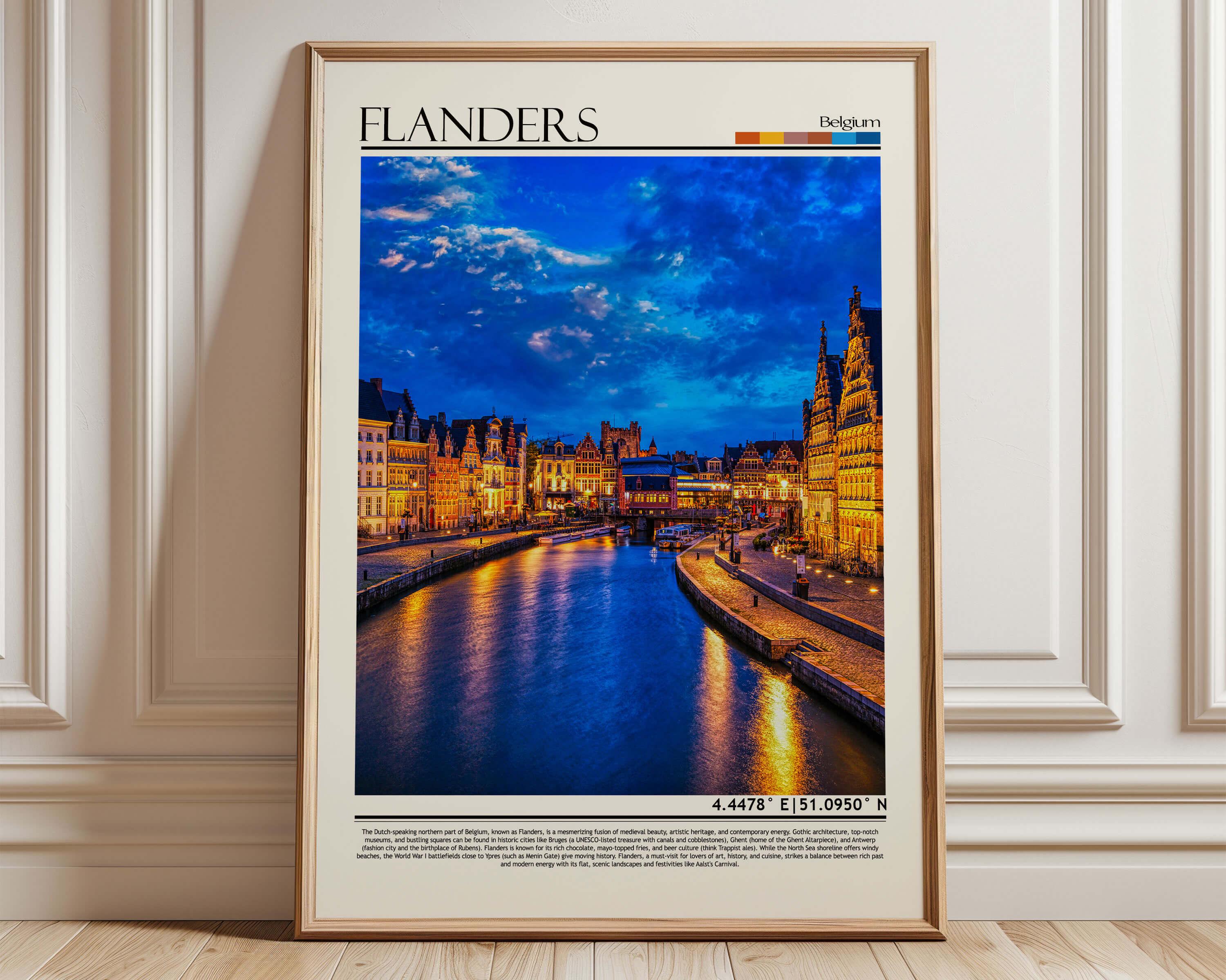 フランダース ベルギー ポスター：トラベルアートプリント、額入り