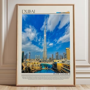 Dubai Burj Khalifa Wall Art | Dubai Iconic Skyline Poster | UAE Cityscape Print | Dubai  Modern Travel Decor | Dubai Famous Landmark