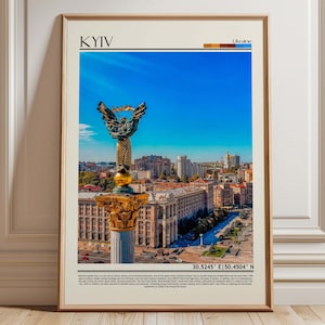 Kyiv Wall Art Print| Ukraine  Landscape Print| Maidan Nezalezhnosti Monument Travel Poster| Kyiv Home Decor