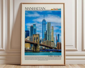 Manhattan Wall Art Print, Manhattan Foto, Manhattan Kunstwerk, Manhattan Reisegeschenk, Manhattan Print, New York / USA