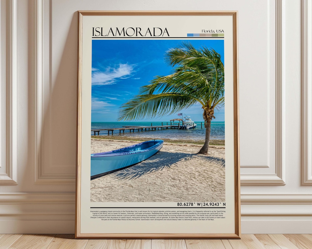 DULTON　HUE BOOKS 海外ポスター Islamorada Florida Keys Travel Poster | Florida Beach Art Print
