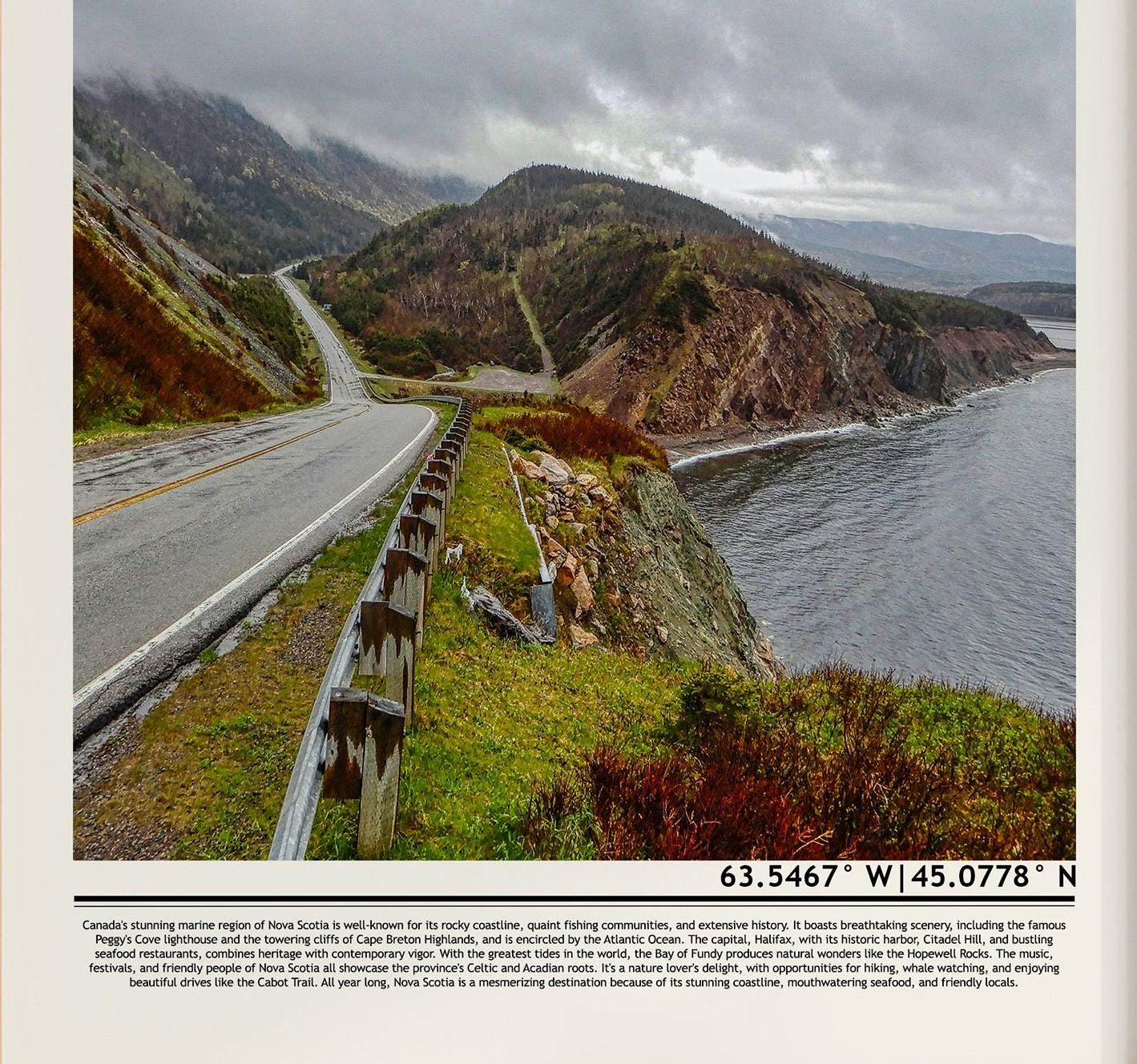 Nova Scotia Travel Poster | Coastal Highway Print - Etsy
