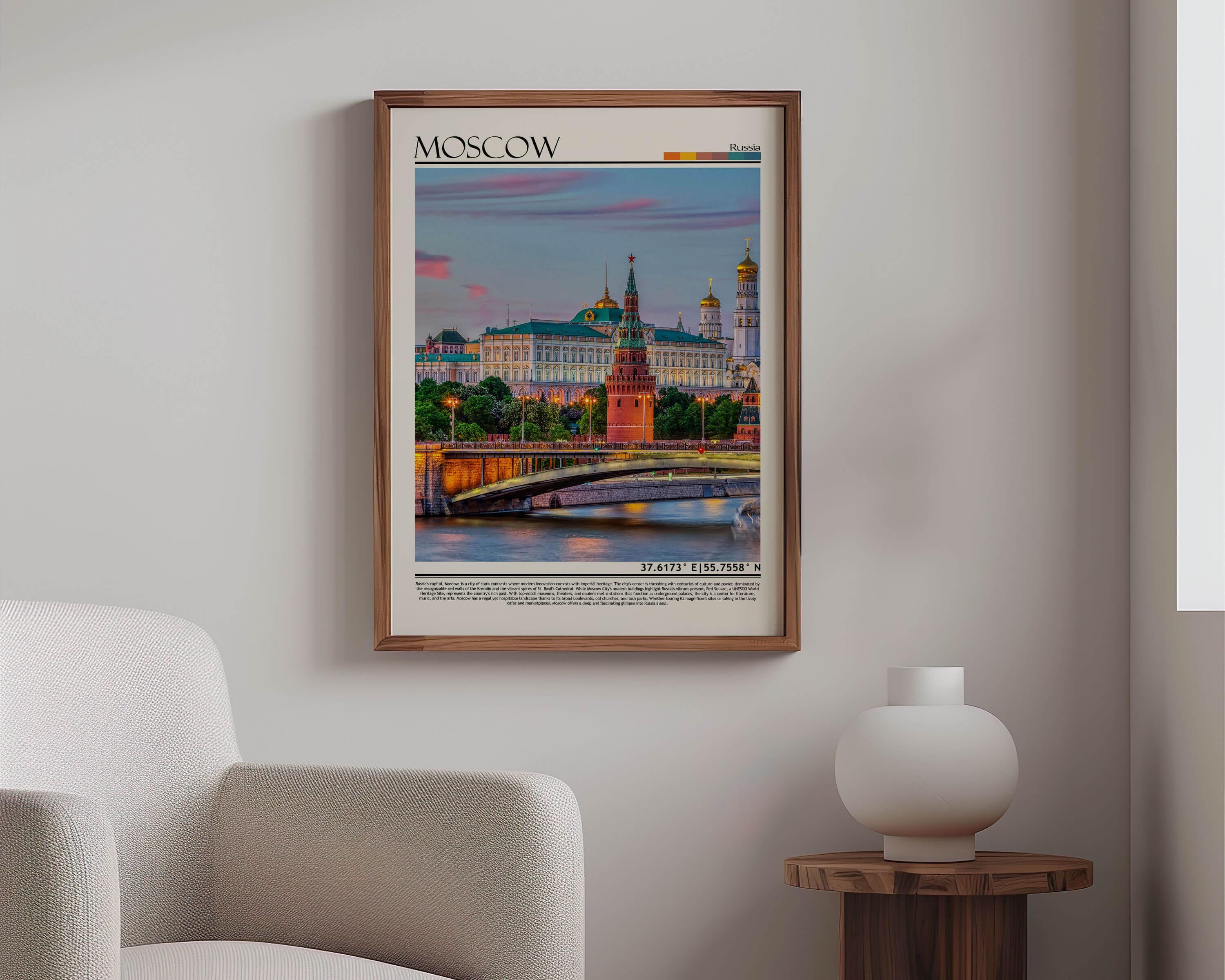 Moscow Russia Kremlin & Moskva River Art | Russia Iconic Cityscape
