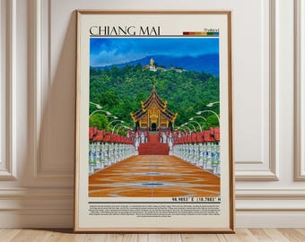 Goldener Tempel Chiang Mai Wandkunst | Buddhistisches Thailand Fotografie Druck | Chiang Mai Tempel Print | Goldene Architektur Wandkunst | Asien