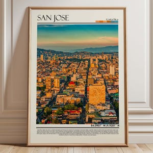 San Jose, Costa Rica Cityscape Poster,  Central Valley Urban Landscape Print, San Jose Wall Art