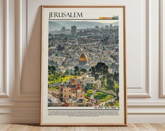 Affiche de Jérusalem, Décoration murale de Jérusalem, Poster de Jérusalem, Voyage à Jérusalem, Estampe artistique de Jérusalem, Israël