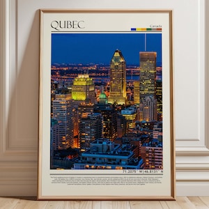 Quebec City Canada Skyline Art | Quebec Poster | North American Travel Print | Quebec Cityscape Decor