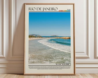 Rio de Janeiro Beach Wall Art Print| Brazil Travel Poster| South America Home Decor