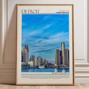 Detroit Michigan Art Print| Detroit  Photography| Detroit Skyline Wall Art| USA Home Decor