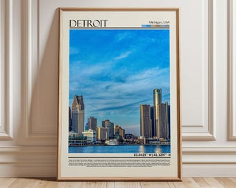 Detroit Michigan Art Print| Detroit  Photography| Detroit Skyline Wall Art| USA Home Decor