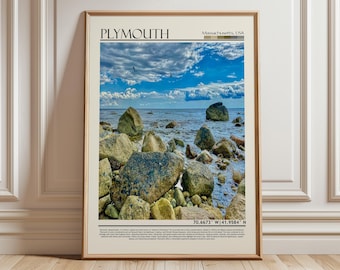 Plakat ścienny Plymouth | Grafika artystyczna z Massachusetts | Wystrój wnętrz w USA