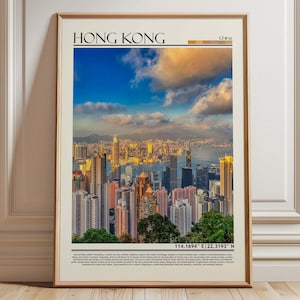 Hong Kong Stadtbild Poster | China Skyline Wand Kunst Druck | Hong Kong Haus & Büro Dekor | Asien
