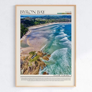 Byron Bay Australien Strand Kunst | Australien Küstenstadt Poster | Byron Bay Druck | New South Wales Dekor | Ozeanien Reise Geschenk