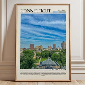 Connecticut State Capitol Travel Poster | Hartford Art Print | New England Wall Decor | USA Travel  Gift