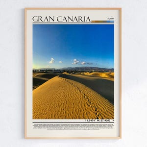 Kunst zandduinen van Gran Canaria | Poster woestijnlandschap Maspalomas | Reisafdruk Canarische eilanden | Decor dorre natuur Spanje